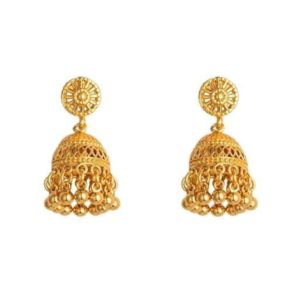 2869 Gold Indian Chandelier Earrings,Vintage Bell Tassel Dangle Drop
